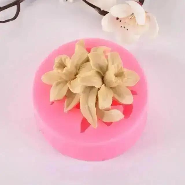 3D Lilac Rose Lily Creative Shape Fondant Silicone Mold Gypsum Cake Decor DIY Chocolate Baking Tools Soap Molds Accessories