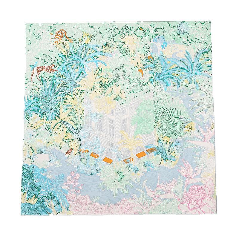 100% mulberry silk scarf  oil painting 90 spring French retro square scarf women