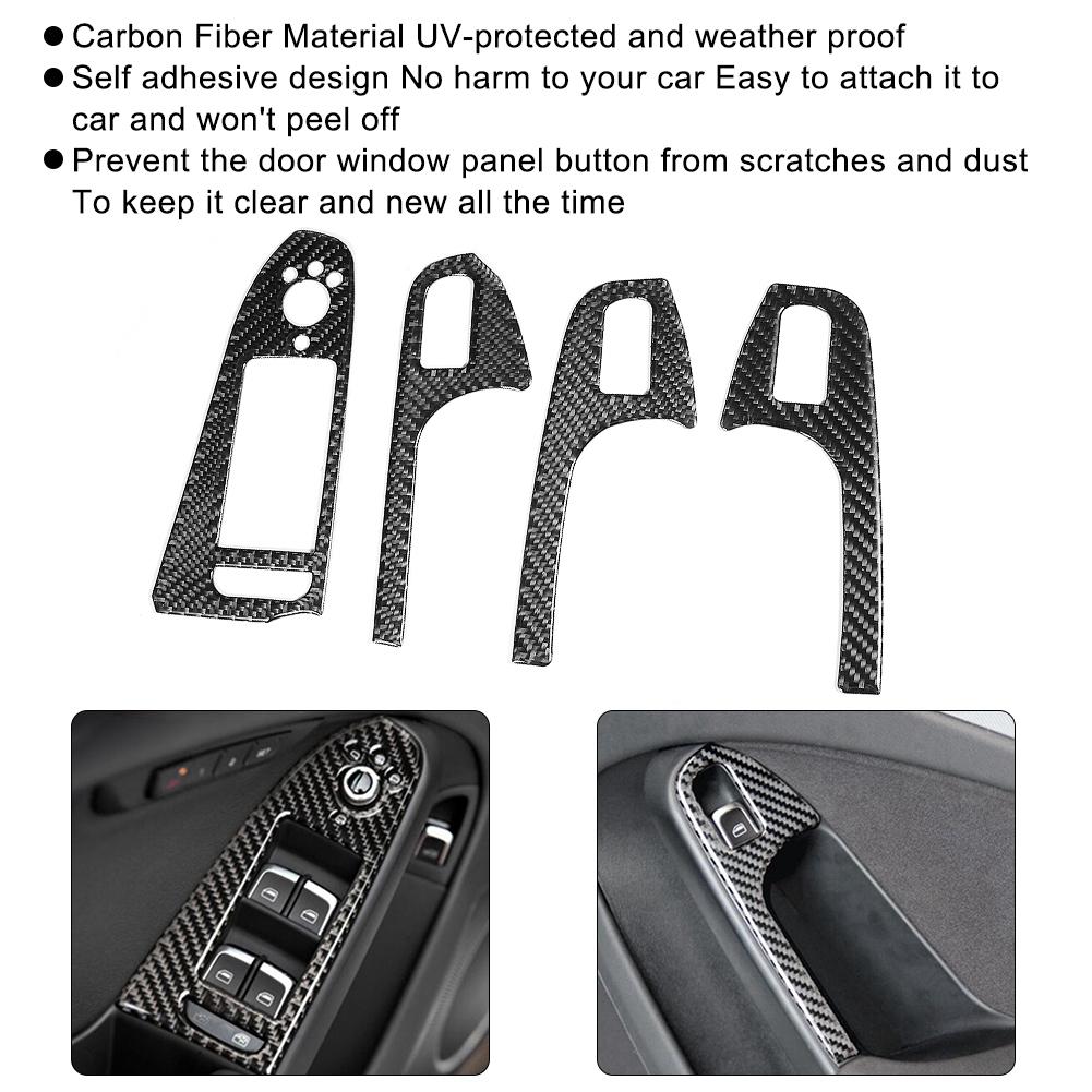 Kohlefaser Linkslenker Türfensterheber Schalterblende Zierleiste Aufkleber Passend für A4 B8 A5 Q5