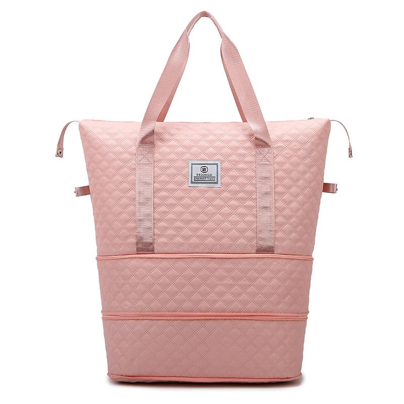 

Expandable travel bag rhombus embroidery thread large-capacity travel bag men s short-distance business trip luggage bag high-quality storage bag One size