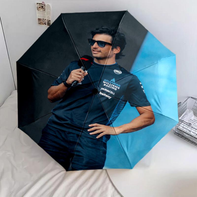 1 шт. Автоматический складной зонт - Узор Карлоса Сайнса, Портативный и складной дизайн с 8 спицами, Рождественские и Новогодние подарки