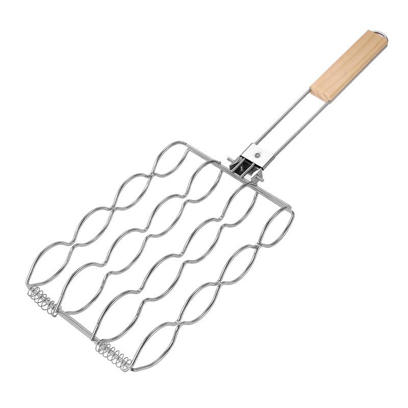 Modern Popular Stainless Steel Foldable Grilling Corn Clip BBQ Grill Tool Outdoor Portable Grilling Mesh Clip Hot Dog Grill
