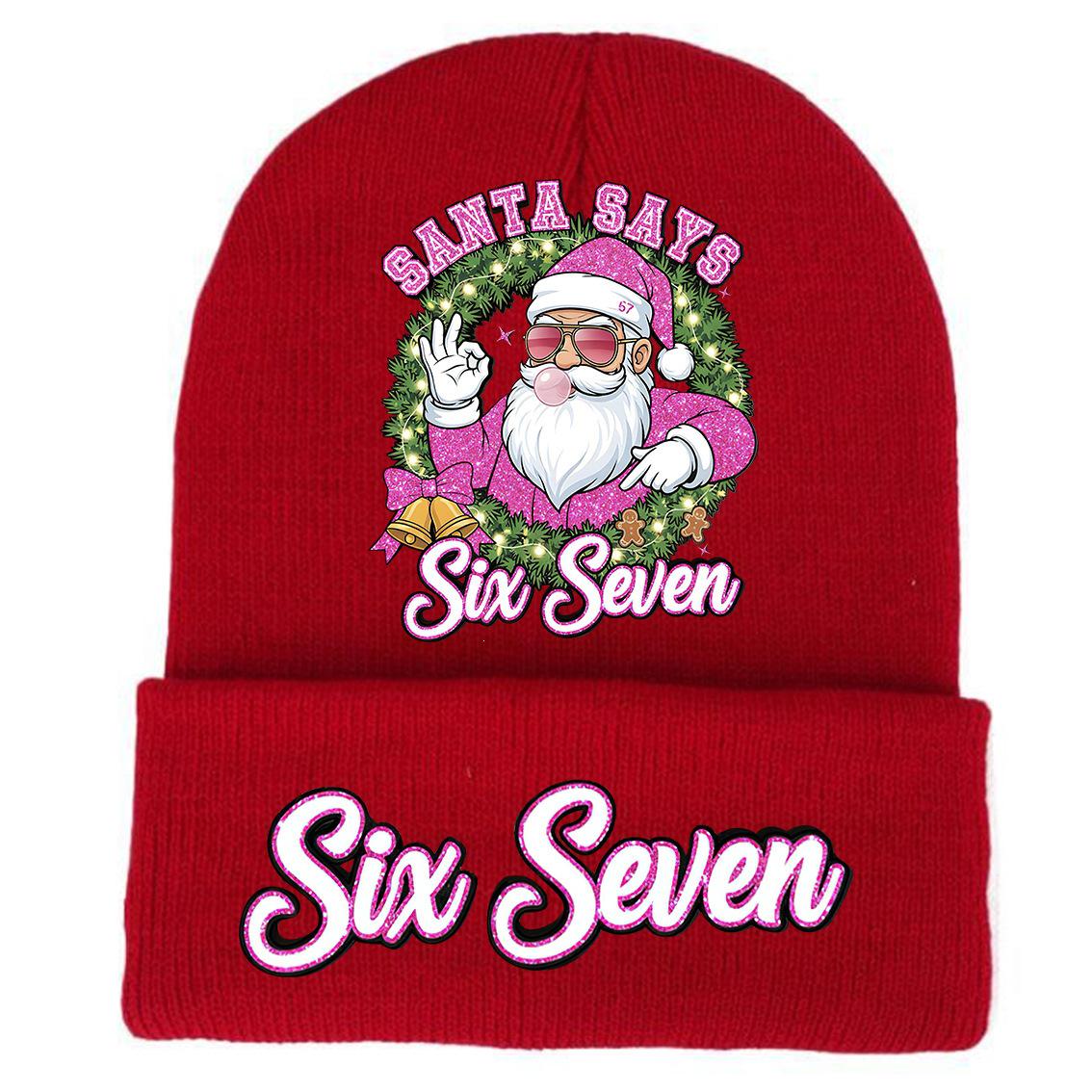 Fashionable Velvet Christmas Hat 67: Knitted Warm Accessory with Stylish Print Knitted Hat