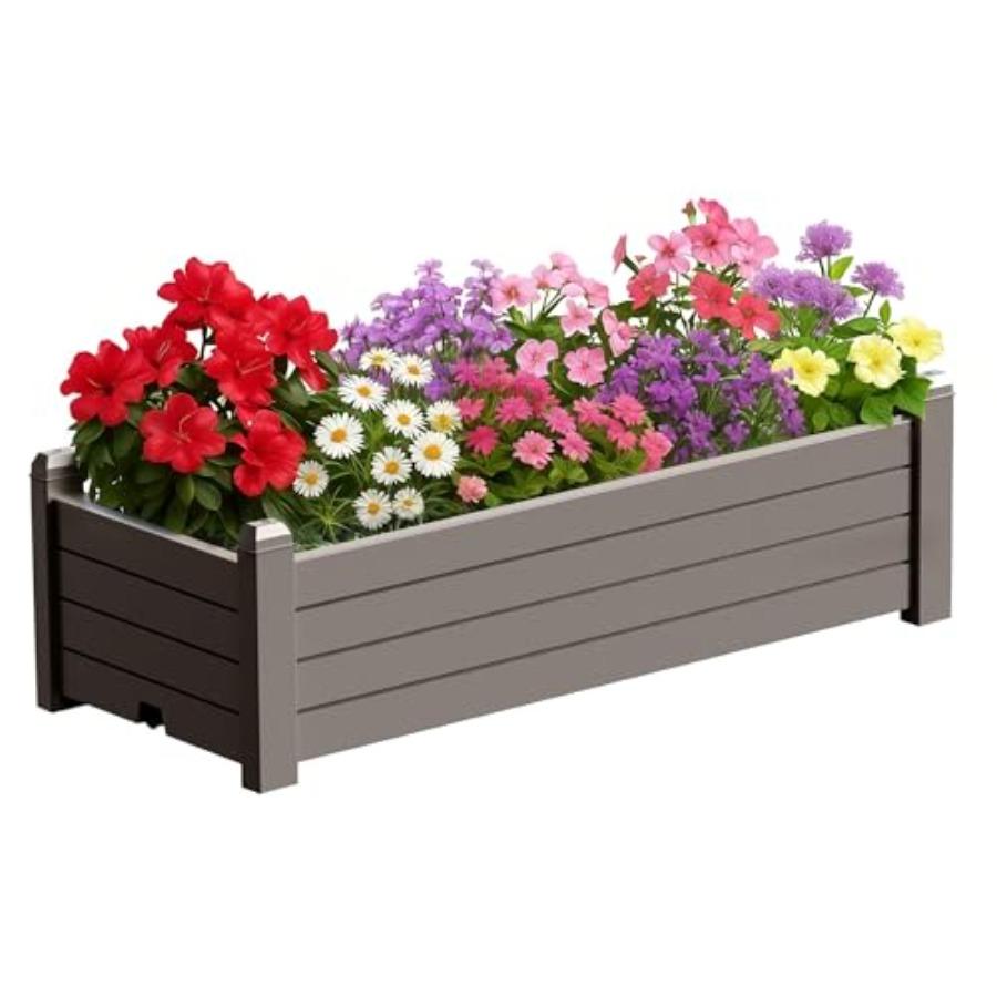 

Raised Garden Bed 21 Gallon Self-Watering Outdoor Planter Box with Drainage Plug and Gauge for Vegetables Flowers and Herbs Dur United States