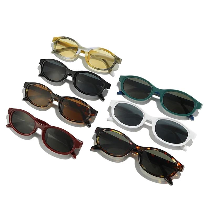  Oval Sunglasses Women Punk Double Color Shades UV400 Retro Men Trending Sun Glasses Clear Lens Frame