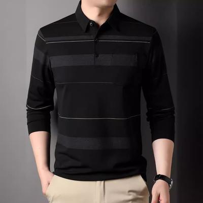 Long-sleeved T-shirt Men's POLO Shirt Thin Pocket Top Spring and Autumn Bottoming New Caring Shirt Dad Men's T-shirt