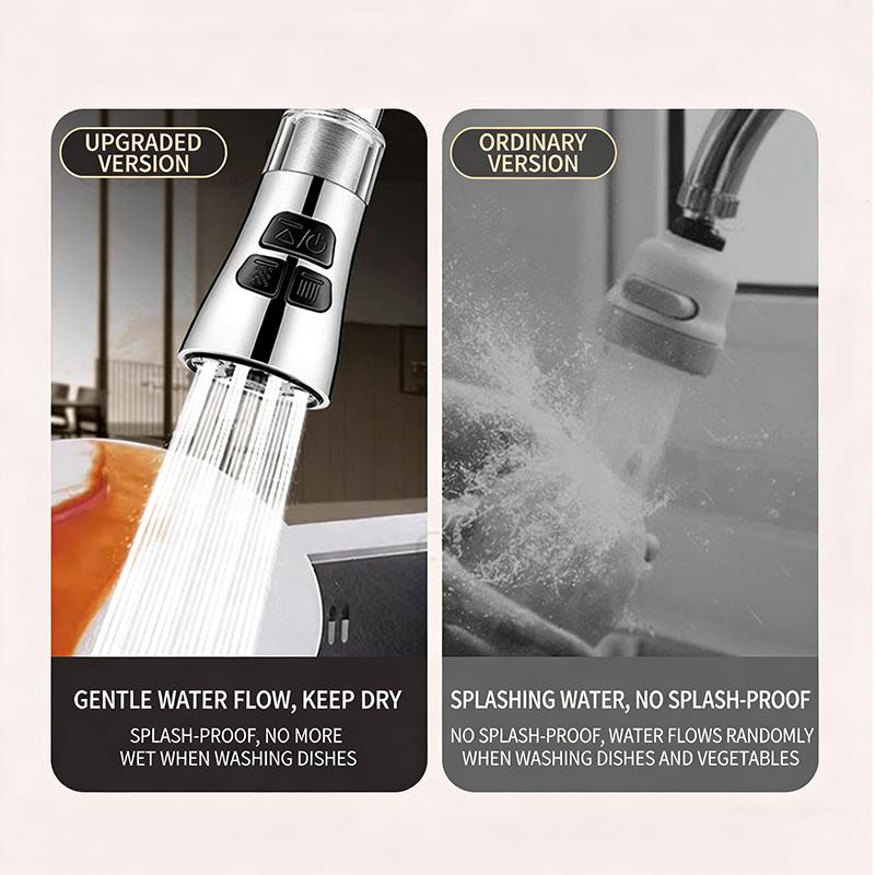 3-Mode Kitchen Faucet Extender Universal Rotatable Home Water Purification Filter Scrubbing Splash-Proof Nozzle Adapter