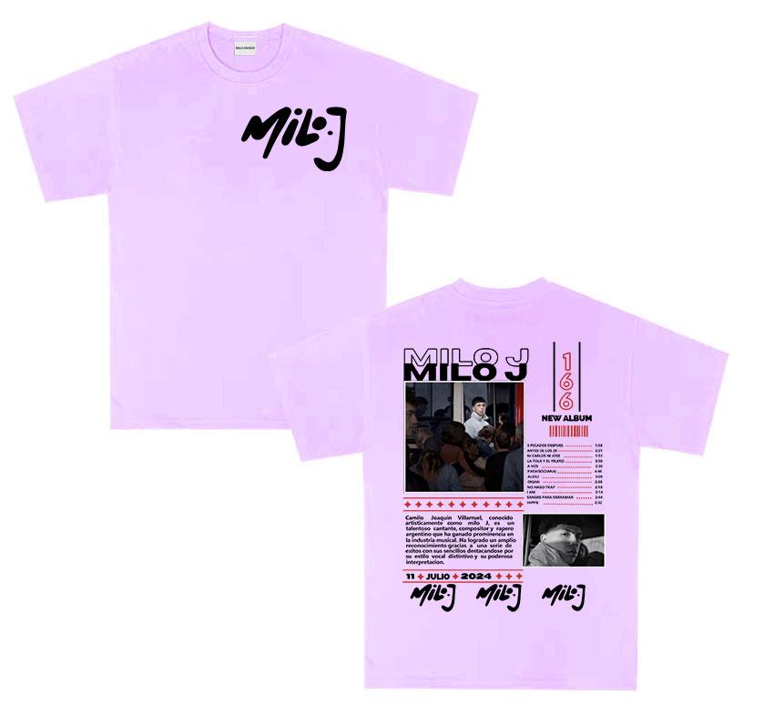 Rapper Milo J 166 Tour 2025 Album T Shirts Unisex Retro High Quality Short Sleeve Tshirts Oversized 100 Cotton TShirt Streetwear