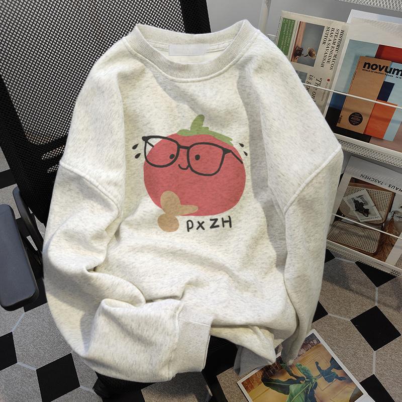 

Hong Kong style retro sweater women s round neck autumn and winter with fleece and thicker 2025 new loose heavy men XXXXL