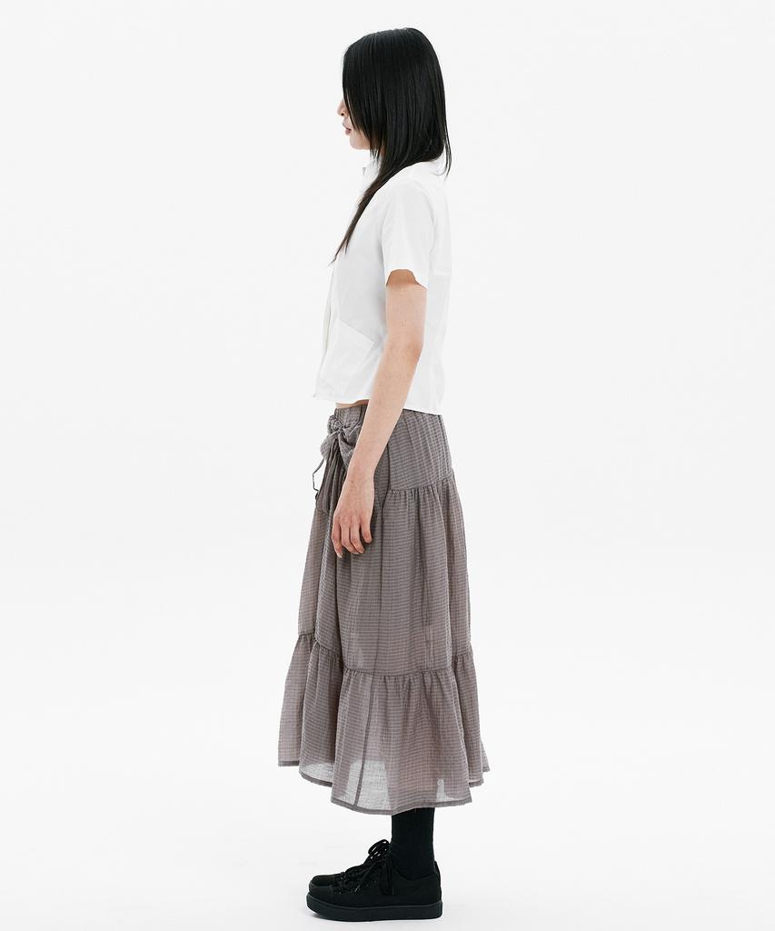 Hanahi Front Shirred Tiered Skirt Gray