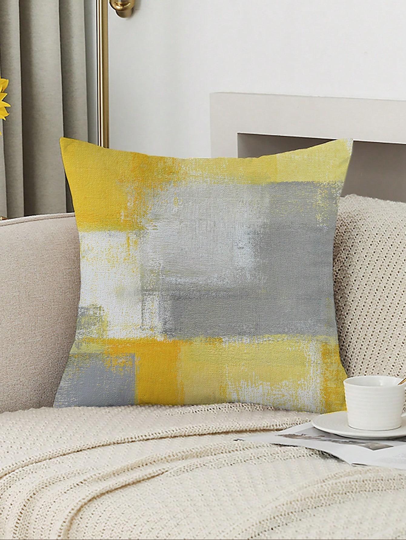 1 Stuks Minimalistische Botanische Kussensloop, Polyester 2D Dubbelzijdige Print, Zacht Aquarel Tulp & Blad Ontwerp, Neutraal Scandinavië Peach skin 18*18(CM)-1Pcs gray