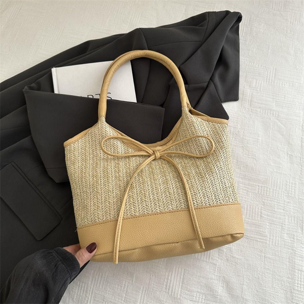 Large Capacity Straw Shoulder Bag Elegant Women's Handbag Korean Weaving Tote Bag  Beach