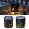 Christmas Party Decorative Projection Solar Light, Snowman Santa Waterproof Metal Wall Lantern, Powered Festive Snowflake Pattern Lighting Warm White