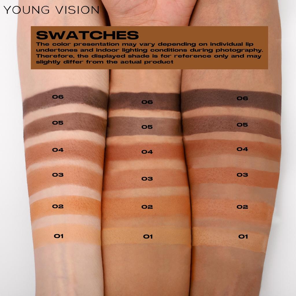 YOUNG VISION Matte Bronzer 5-in-1 Makeup Palette, Contour Powder Long-Lasting Oil Control, 6 Shades Waterproof & Sweat-Proof
