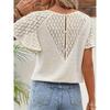 Summer New Women V-neck Lace Loose Casual Commute Knit Top, European American Style Leisure Fashion Knitted Blouse