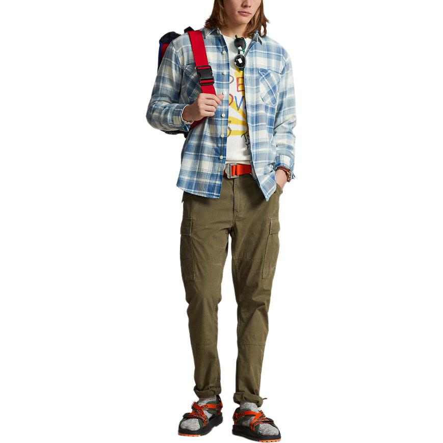 

Polo Ralph Lauren Ss24 Клетчатая рубашка с острым воротником, однобортная, повседневная, с длинным рукавом, мужская, индиго, MNPOWOV16823461-400 M