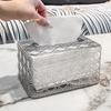 Light Luxury Rattan Tissue Box: Chic Square Design, Spring Lift, Ideal for Living Room & Bathroom Decor.