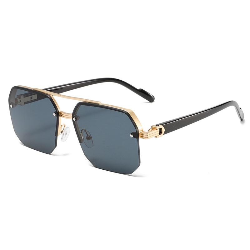 Men's Half-frame Double-beam Driving Sunglasses Simple Style Classic Versatile Anti-ultraviolet Sunglasses