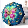 Colorful Butterfly Mandala Automatic Opening Folding Umbrella - Portable 3-Fold Design with Iron Frame -, Travelers, Daily Use - Perfect Gif