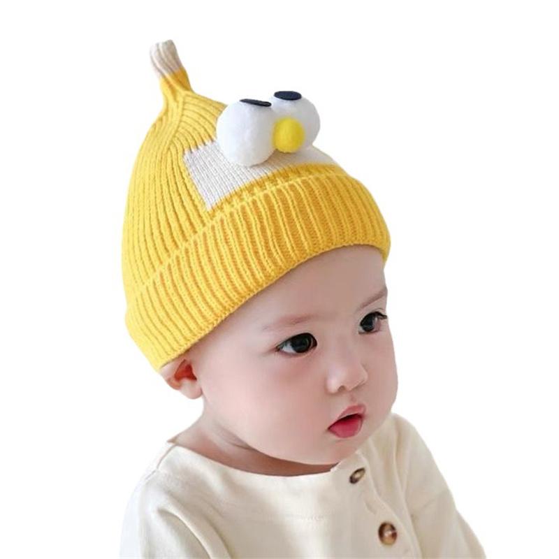 Baby Hats Autumn and Winter Knitted Woolen Hats for Male and Female Babies Cute Super Cute Big Eyed Pullover Hats for Infants Young Children Trendy