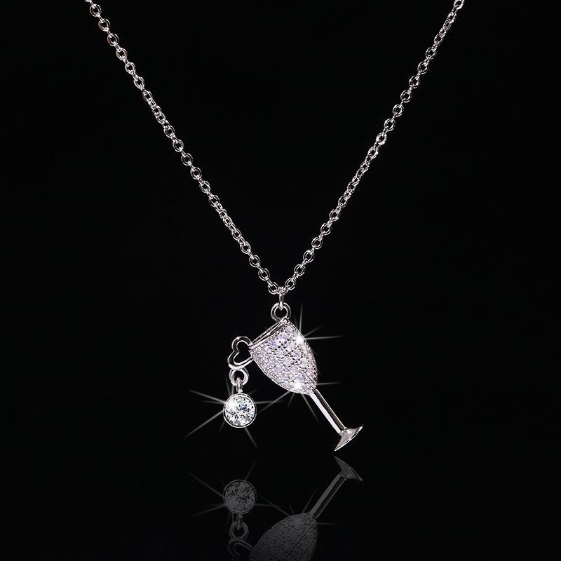 Crystal Necklace for Womens Clavicle Chain Using Zircon Crystal Elements