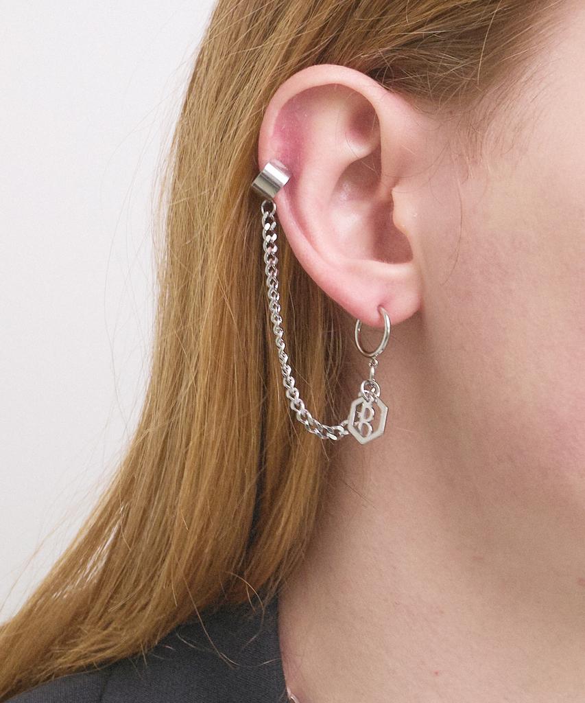 Bassclef Two-Pin Chain Clip-On Earrings Surgical Steel Clef Two Pin B Ear