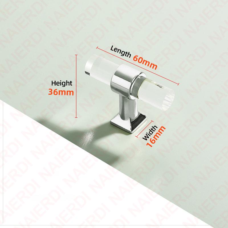 NAIERDI Acrylic Furniture Handles T-Bar Gold Crystal Cabinet Handles and Knobs Zinc Alloy Silver Door Handle Hardware