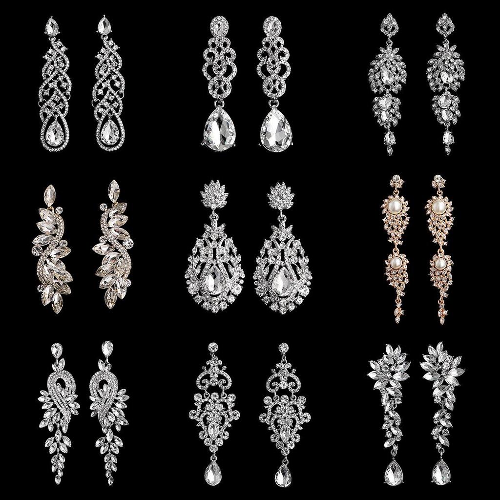 Cercei de Mireasă Retro cu Strass: Bijuterii elegante și versatile cu pandantiv pentru nunți și banchete