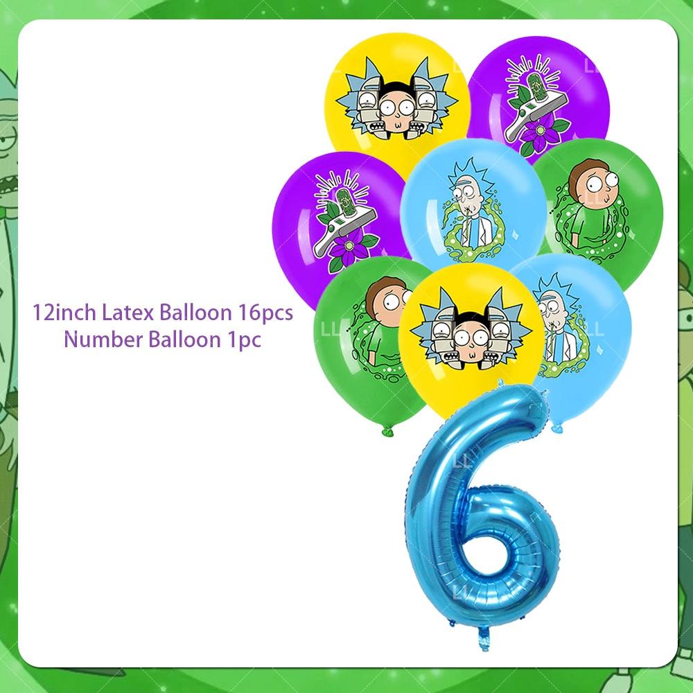 Rick And Morty Fans Child Birthday Party Decoration Anime Character Cake Topper Balloon Set Baby Shower Banner Adults Kids Gift