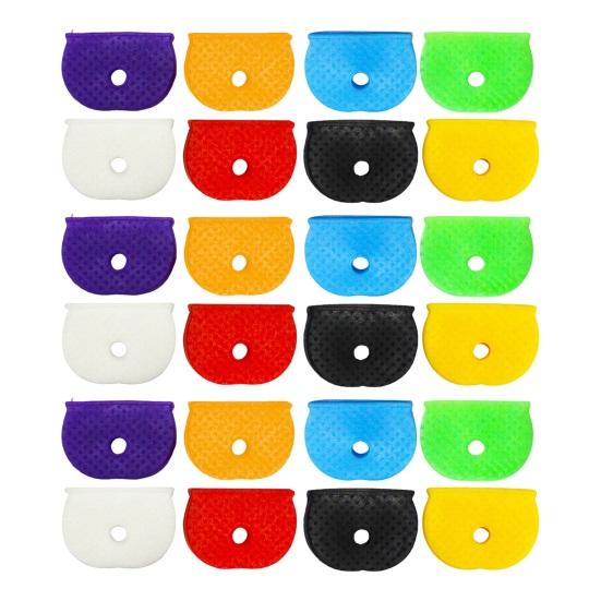 

24/32/40 шт. цветных колпачков для ключей, гибкие круглые резиновые чехлы для ключей, полукруглые бирки для ключей, идентификаторы для ключей от дома, ключи нестандартной формы 24