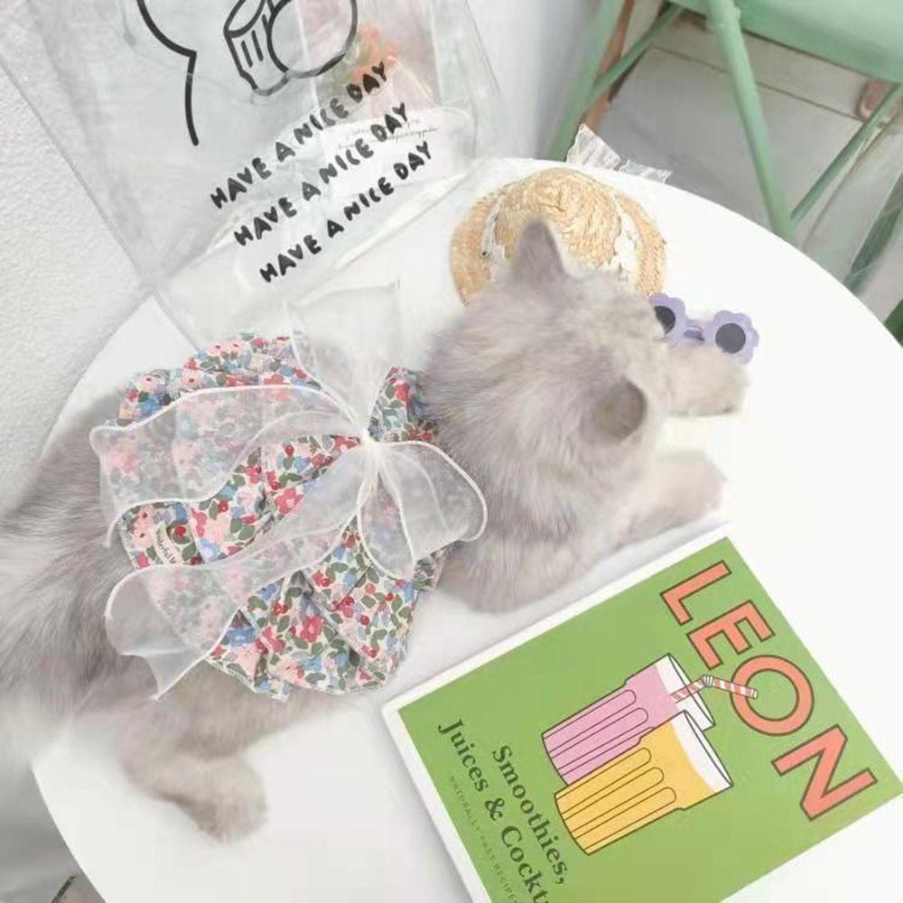 Princess Style Pet Floral Skirt Mesh Skirt Dog Dresses Cute Cat Dress  Dog Cat