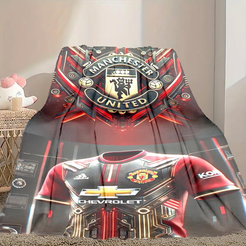 [1pc Manchester United Manchester City Blanket] All-Season Blanket - Cozy Blanket for Sofa Couch Home Decoration, Digital Printed Nap Blanket