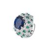 New Jewelry Ring Female Simulation Red Corundum Grandmother Green Blue Pointed Crystal Full Luxurious Setting High-end Women's