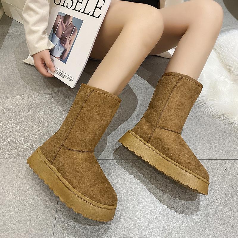 2025 Versatile Warm Snow Boots Solid Color Muffin Thick Bottom Fleece Thickened Classic 5825 Medium Tube Snow Boots