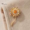 Strong Buckle Brooch Rhinestone Sunflower Pin for Women, Golden Flower Lapel Suit Dress Scarf Hat Bag Decoration, Clothing Accessory Gift Girls
