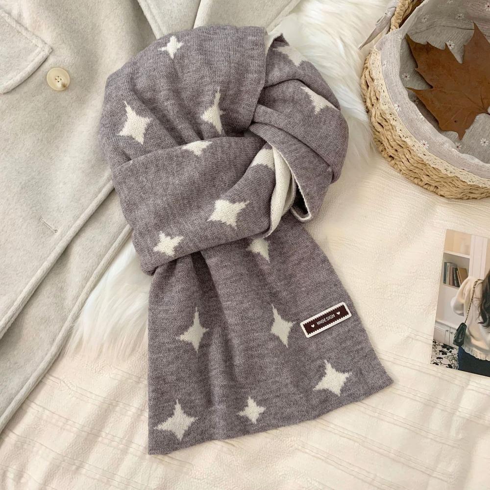 Soft Star Pattern Neckerchief Korean Style Cashmere Knitted Shawl Women Winter Scarf  Autumn Winter