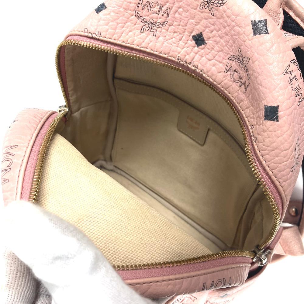 MCM Visetos Logo Backpack Bag Backpack Leather pink