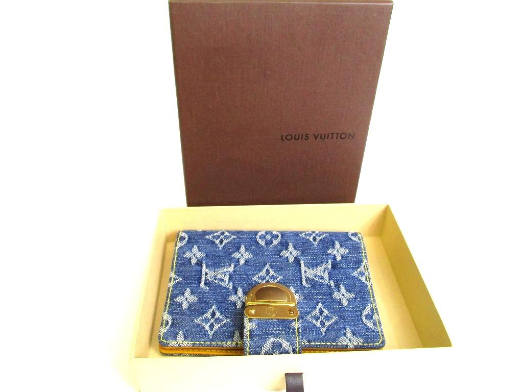 Authentic LOUIS VUITTON Monogram Blue Denim Document Holder Small Ring Agenda Cover #b265  Open Box