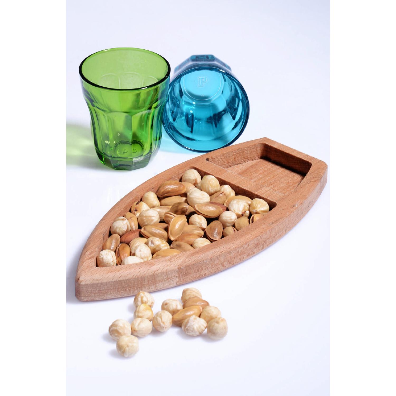 

Деревянная миска для закусок с рисунком лодки, 2 секции