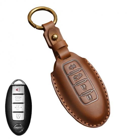 

Чехол для ключей, подходящий для Nissan Qijun Teana Qida Xuan Yi Qashqai Loulan, кожаная сумка для ключей 4Key Brown