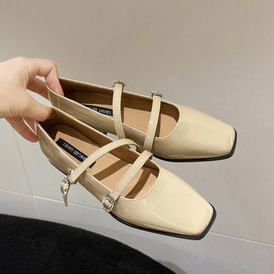 Nové dámské baleríny lakovaná kůže boty Mary Jane dvojitá přezka dámské boty čtvercová špička vintage mujer jaro podzim