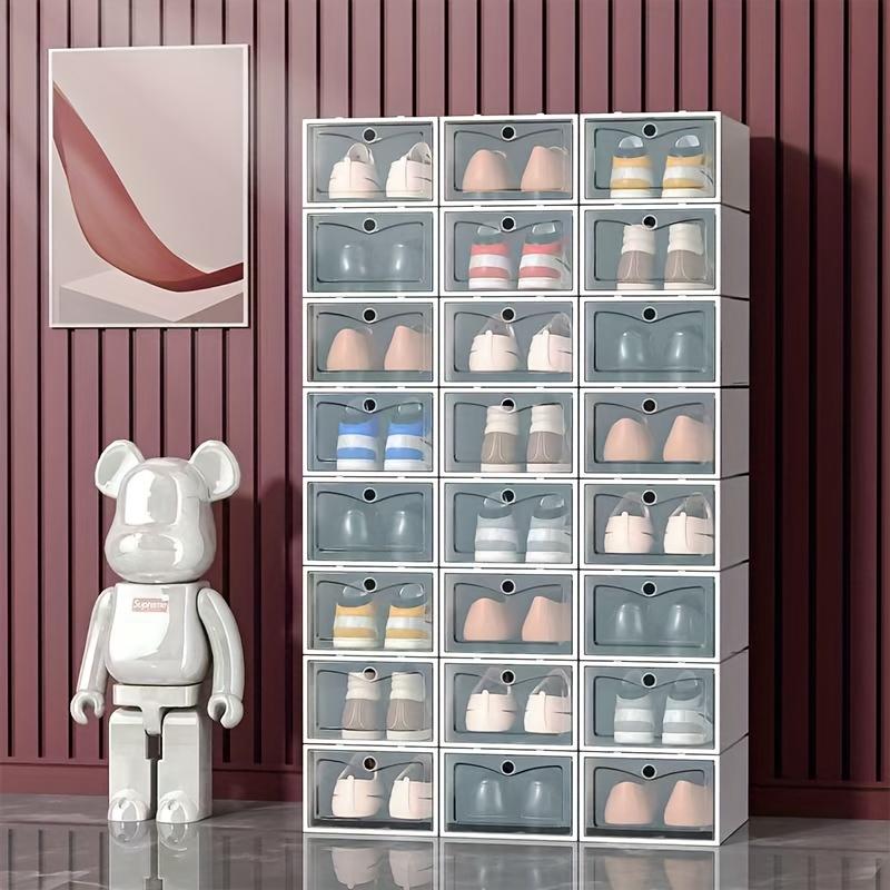 15pcs Transparent Shoe Storage Boxes - Space-Saving Foldable Shoe Organizer, for Sneakers, Boots, and Shoes - Pp Material, Shoe Storage Organizer