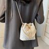 Rhombus Drawstring Through Leather Gold Chain Mini Bucket Bag