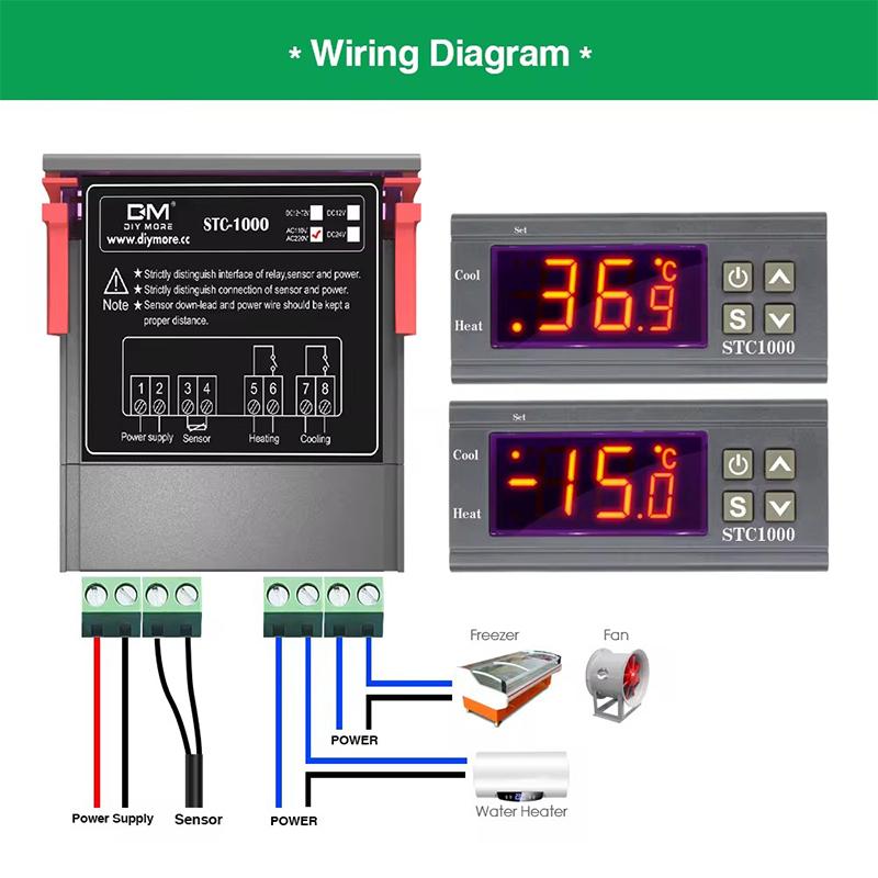 STC-3008 Dual Digital Temperature Controller Two Relay Output 12V 24V 220V Thermoregulator Thermostat With Heater Cooler