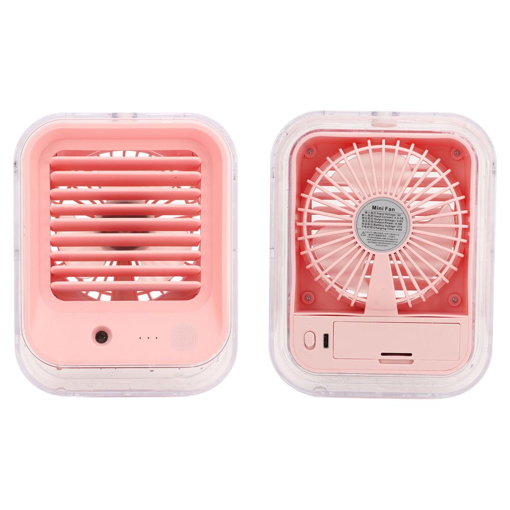Desktop Fan Pink Low Noise Rechargeable Mini Portable Water Spray Fan with LED Light