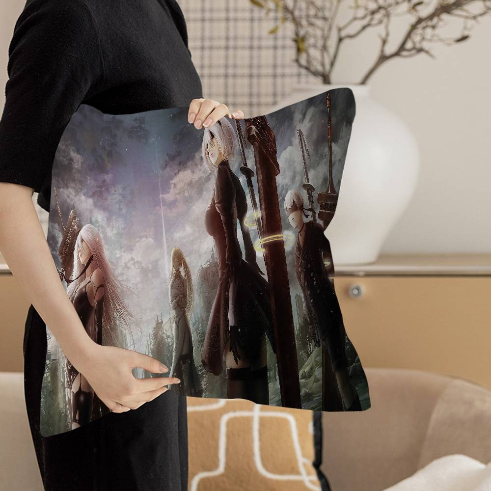 Game Nier Automata Pillow Covers Cartoon Sofa Decorative Home Doublesided Printing Short Plush Cute Cushion Cover