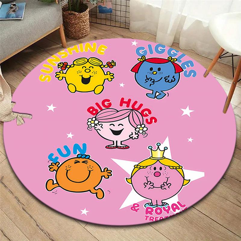 LittleMissMr Round Area Rug,Carpet Rug for Living Room Bedroom Sofa Playroom Decor,Non-slip Floor Mat