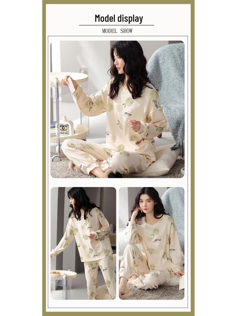Women's Long Sleeve Cotton Pajama Set - Spring & Autumn Casual Wear