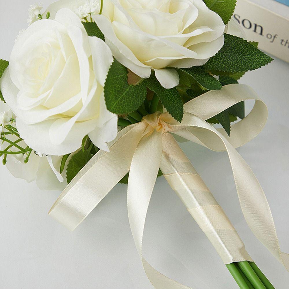 Silk Flower Bridal Holding Flower Pre-Made Wedding Bouquets for Bride Vintage Wedding