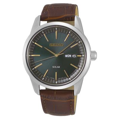 Seiko Solární křemenné hodinky SNE529 Safírové sklo Hnědý kožený pásek Model pro zámoří Pánské [Položka]